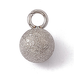 Stainless Steel Color Non-Tarnish 304 Stainless Steel Pendants, Textured, Round Charm, Stainless Steel Color, 8x5mm, Hole: 1.8mm