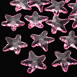 Perle rosa Transparente Acryl Perlen, Stern, Perle rosa, 28.5x29.5x7.5 mm, Bohrung: 1.8 mm, ca. 189 Stk. / 500 g