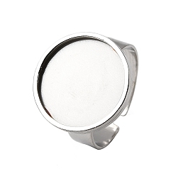 Нержавеющая Сталь Цвет 304 регулируемые кольцевые компоненты из нержавеющей стали, настройки круглого кольца, цвет нержавеющей стали, лоток : 15.5 мм, 17 мм, внутренний диаметр: 18 мм