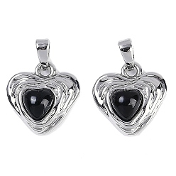 Платина Латунь прелести, со стеклом, сердце, платина, 14x14x5 мм, отверстие: 4 мм