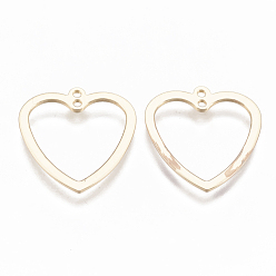 Real 18K Gold Plated Brass  2-Loop Link Pendants, Heart, Nickel Free, Real 18K Gold Plated, 21x19x1mm, Hole: 1mm