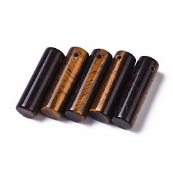 Тигровый глаз Природных тигровый глаз подвески, колонка, 34~36x10~10.5 мм, отверстие : 2 мм