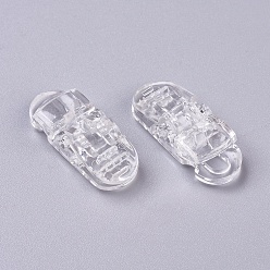 Clear Transparent Eco-Friendly PC Plastic Baby Pacifier Clips, Clear, 32x12.5x9mm, Hole: 6.5x4.5mm