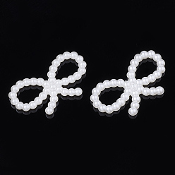 Creamy White ABS Plastic Imitation Pearl Links, Bowknot, Creamy White, 17x30x3mm, Hole: 6x9.5mm