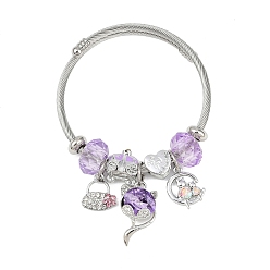 Луна Не тускнеет 201 европейский браслет из нержавеющей стали, браслет-оберег для женщин, луна, внутренний диаметр: 2-3/8~2-3/4 дюйм (6~7 см)