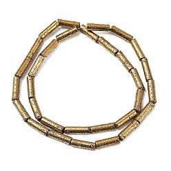 Светло-Золотое Покрытие Гальванические бусины из натуральной лавы, колонка, свет позолоченные, 13x4 мм, отверстие : 1 мм, около 31 шт / нитка, 15.35''~15.75'' (39 см)