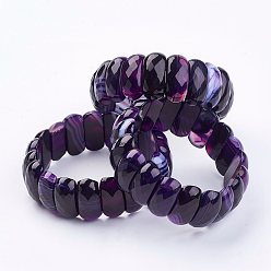 Indigo Natural Agate Stretch Bracelets, Faceted, Dyed, Indigo, 2-3/8 inch~2-1/2 inch(61~63mm)