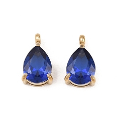Темно-Синий 304 подвески из нержавеющей стали, с кубического циркония, слезинки, золотые, темно-синий, 11x6.5x4.5 мм, отверстие : 1.4 мм