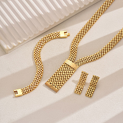 Золотой Наборы из широких железных цепочек, браслетов, сережек и ожерелий для женщин, официальных мероприятий, золотые