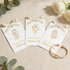 Light Gold 12Pcs Knot Iron Torque Bangles for Women, with 12 Sheets Paper Bridesmaid Cards, Light Gold, Inner Diameter: 2-1/2x2 inch(6.5x5.15cm)