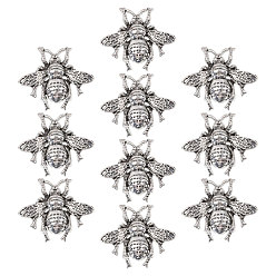 Античное Серебро 10 шт. цинковый сплав задних булавок для лацканов одежды рюкзака, пчела, античное серебро, 27.5x31.5 мм