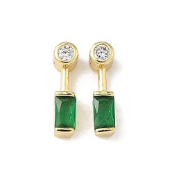 Настоящее золото 18K Подвески из латуни, прозрачного кубического циркония и стекла, плоские круглые и прямоугольник, без кадмия и без свинца, долговечный, стойки покрытие, реальный 18 k позолоченный, 13.5x3.5x4.5 мм, отверстие : 1.4 мм