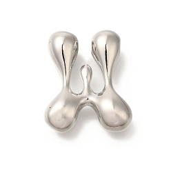 Letter W Стойки обшивки латунные бусины, письмо-шар, для изготовления именных ожерелий, долговечный, без свинца и без кадмия, платина, Буква W, 24x20x7 мм, отверстие : 2 мм