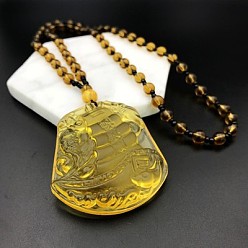 Желтый Стекло ожерелья шкентеля, религиозные темы, желтые, 25.20 дюйм (64 см)