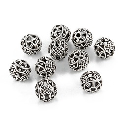 Antique Silver Tibetan Style Alloy Beads, Round, Antique Silver, 10mm, Hole: 1.8mm
