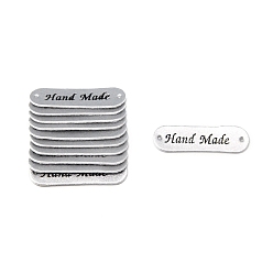 Серебро Овальные этикетки с надписью из искусственной кожи ручной работы, для джинсов своими руками, , обуви, аксессуары для шляп, серебряные, 45x12 мм