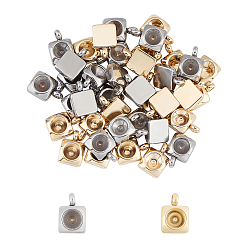 Golden & Stainless Steel Color 304 Stainless Steel Pendant Rhinestone Settings, For Pointed Back Rivoli Rhinestone, Square, Golden & Stainless Steel Color, Fit for 4mm Rhinestone, 8.5x6x2.5mm, Hole: 1.6mm, 2 colors, 20pcs/color, 40pcs/box