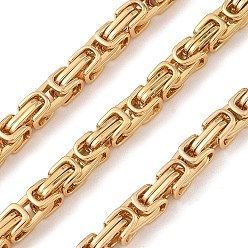 Doré  201 chaînes byzantines en acier inoxydable, non soudée, or, 5x5mm