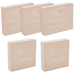 Цвет Древесины 5 шт. 2 стили липы квадратный блок, поделки товары для рукоделия, Прямоугольник и квадрат, деревесиные, 100~125x100x25 мм
