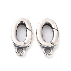 Античное Серебро 925 пружинные застежки из стерлингового серебра, овальные, античное серебро, 12x6.5x2 мм, отверстие : 1.2 мм, внутренний диаметр: 6x3 мм