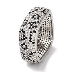 Платина Кольца из квадратной латуни с кубическим цирконием для женщин, без свинца и без кадмия, долговечный, платина, 9 мм, внутренний диаметр: 19 мм