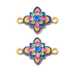Золотой 3d напечатанный сплав коннектор со стразами, королевский синий цветок, золотые, подходит для 2 мм и 1 мм и 2.5x1.5 мм горный хрусталь, 17x23.5x4 мм, отверстие : 1.8 мм