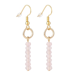 Malaysia Jade Dyed Natural Malaysia Jade Beads Dangle Earrings, Round Stone Tassel Drop Earrings, Golden, 50mm, Pin: 0.6mm