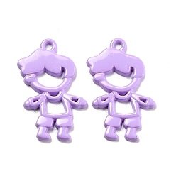 Лиловый Кулон из сплава, окрашенный распылением, выдолбленный мальчик, сирень, 22x13x1.5 мм, отверстие : 1 мм