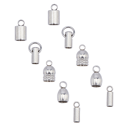 Stainless Steel Color 304 Stainless Steel Cord Ends, End Caps, Stainless Steel Color, 40pcs/box