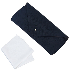 Черный 1прямоугольный футляр для очков из ПВХ-кожи, с 1 салфетками для чистки замши из микрофибры из поликарбоната, чёрные, 75x175x20.5 мм