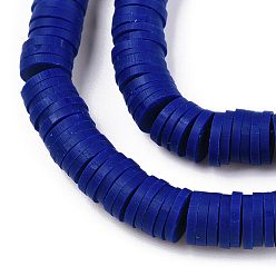 Dark Blue Handmade Polymer Clay Beads Strands, for DIY Jewelry Crafts Supplies, Heishi Beads, Disc/Flat Round, Dark Blue, 6x0.5~1mm, Hole: 1.8mm, about 290~320pcs/strand, 15.75 inch~16.14 inch(40~41cm)