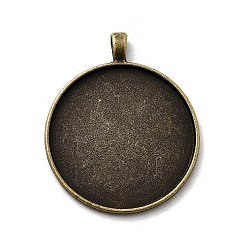 Античная Бронза Винтажный тибетский стиль сплава большой подвесной кабошон настройки, чашки безель с краями, без кадмия, без никеля и без свинца, античная бронза, плоско-круглый лоток : 40 мм , 52x43x2 мм, отверстие: 3 мм, около 81 шт / кг