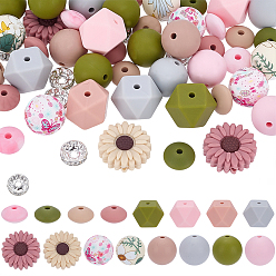 (52) Непрозрачная лаванда Наборы для изготовления ювелирных изделий своими руками, включая силиконовые бусины и латунные хрустальные бусины со стразами., разноцветные, 10x4 мм, отверстие : 2 мм