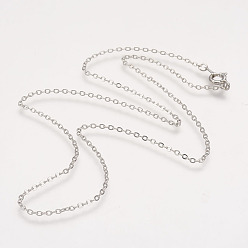 Platinum Brass Cable Chain Necklaces, Platinum, 16 inch, 2x1.5mm