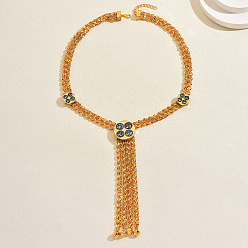 Золотой Винтажные длинные кулоны из сплава с эмалью и кисточками для женщин., золотые, 24.02 дюйм (61 см)