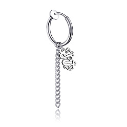 Color de Acero Inoxidable Pendientes colgantes con clip de acero inoxidable con forma de dragón y borlas resistentes al deslustre, aretes de gota largos para joyería de oreja no perforante, color acero inoxidable, 304 mm