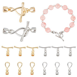 Platinum & Golden 8 Sets 2 Colors Brass Toggle Clasps, Long-Lasting Plated, Infinity, Platinum & Golden, Infinity: 15.5x7.5x1.5mm, Bar: 17x4.5x2mm, 4 sets/color