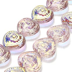 чертополох Гальваническая краска для запекания стеклянные бусины нити, сердце, с покрытием AB цвета, с половиным покрытием, чертополох, 14.5x16x4.5 мм, отверстие : 1.2 мм, около 45 шт / нитка, 25.59'' (65 см)