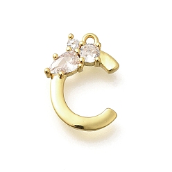 Letter C Латунные микро проложить кубического циркония подвески, буква-z чары, золотые, буква С, 15x11x2.5 мм, отверстие : 1 мм