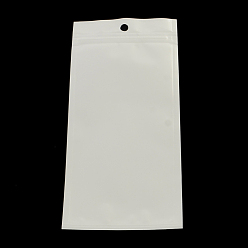 White Pearl Film Plastic Zip Lock Bags, Resealable Packaging Bags, with Hang Hole, Top Seal, Self Seal Bag, Rectangle, White, 20x14cm, inner measure: 16x9cm