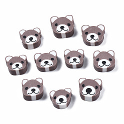 Розово-Коричневый Бусины из полимерной глины , медведь, розово-коричневый, 8~11x9~11x4 мм, отверстие : 1.5 мм