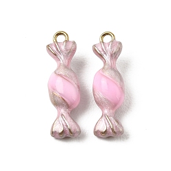 Pink 316 хирургические эмалевые подвески из нержавеющей стали, конфеты прелести, ионное покрытие (ip), реальный 18 k позолоченный, розовые, 21.5x6x6 мм, отверстие : 1.6 мм