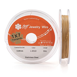 Light Gold 50м мягкая нержавеющая проволока, с катушкой, круглые, золотой свет, 0.38 мм, около 164.04 футов (50 м) / рулон