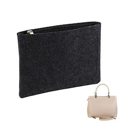 Черный Фетровая вставка-органайзер для кошелька, войлочный органайзер для сумок с застежкой-молнией, прямоугольные, чёрные, 190x245x10 мм