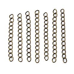 Античная Бронза Железные концы с витыми цепями, без кадмия и без свинца, античная бронза, 50x3.5 мм, Коннекторы : 5.5x3.5x0.5 мм