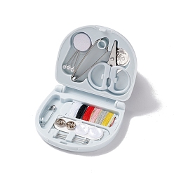 Светлый Стально-синий Наборы швейных инструментов, включая шаровые пальцы, пинцет, резать ножницами, швейная игла устройства нитевдеватель, полиэфирная нить, английская булавка, , швейная иголка, коробка для хранения, светло-стальной синий