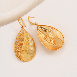 Золотой Серьги-подвески из сплава, слеза, золотые, 65x30 мм