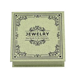 Темный Морско-зеленый Магнитные держатели для украшений из бумаги с цветочным принтом, футляры для хранения колец, серег, ожерелий, браслетов, с губкой внутри, квадратный, темно-зеленый, 10.5x10.5x4.1 см