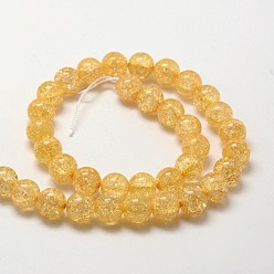 Goldenrod Crackle Glass Round Beads Strands, Goldenrod, 12mm, Hole: 1mm, about 33pcs/strand, 15 inch