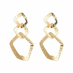 Golden Alloy Stud Dangle Earrings for Women, Rhombus, Golden, 92x46mm